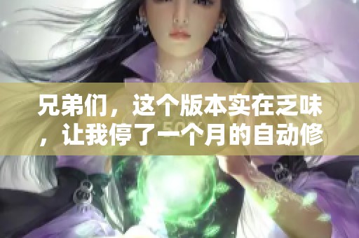 兄弟们，这个版本实在乏味，让我停了一个月的自动修理功能