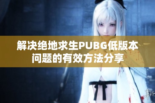 解决绝地求生PUBG低版本问题的有效方法分享