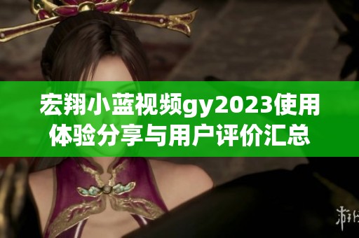 宏翔小蓝视频gy2023使用体验分享与用户评价汇总