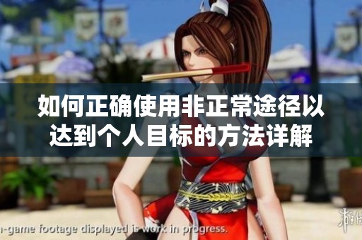 如何正确使用非正常途径以达到个人目标的方法详解