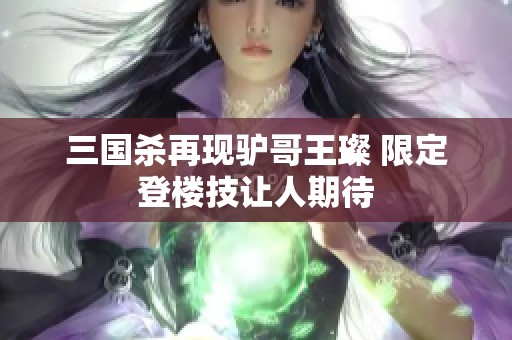 三国杀再现驴哥王璨 限定登楼技让人期待