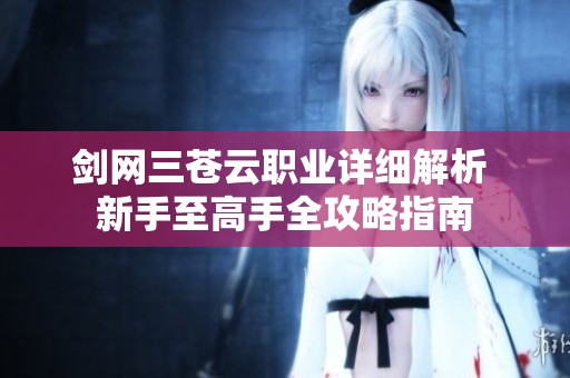 剑网三苍云职业详细解析 新手至高手全攻略指南