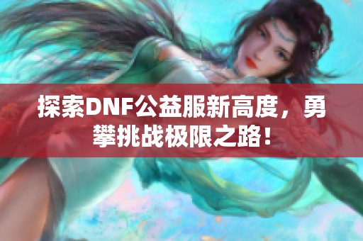 探索DNF公益服新高度，勇攀挑战极限之路！