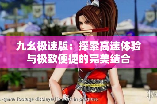 九幺极速版：探索高速体验与极致便捷的完美结合