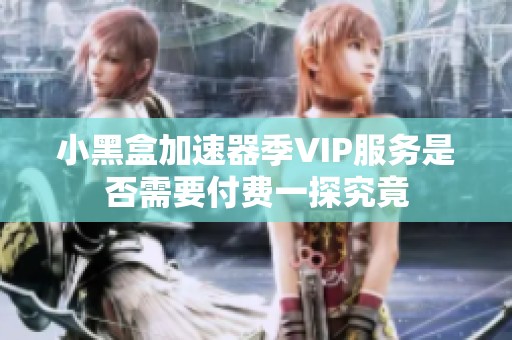 小黑盒加速器季VIP服务是否需要付费一探究竟