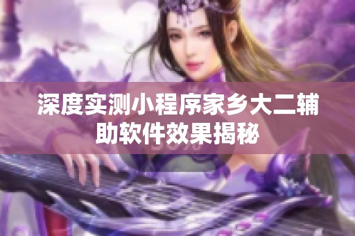 深度实测小程序家乡大二辅助软件效果揭秘