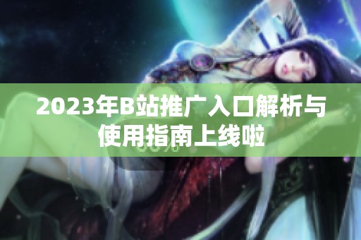 2023年B站推广入口解析与使用指南上线啦