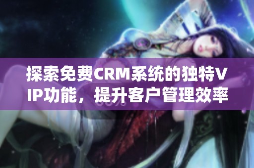 探索免费CRM系统的独特VIP功能，提升客户管理效率