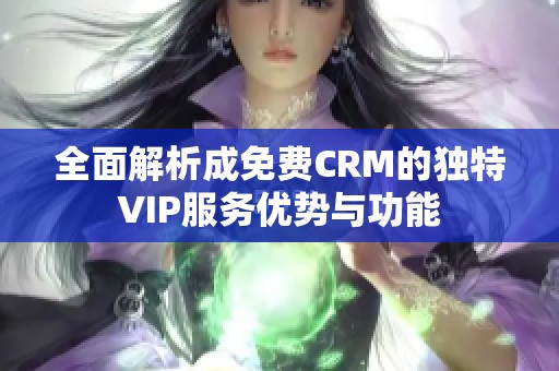 全面解析成免费CRM的独特VIP服务优势与功能