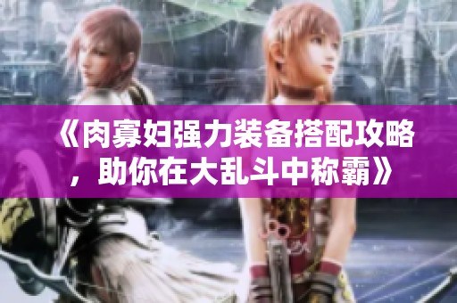 《肉寡妇强力装备搭配攻略，助你在大乱斗中称霸》
