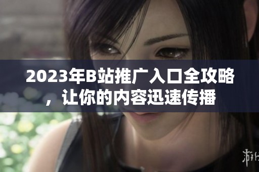 2023年B站推广入口全攻略，让你的内容迅速传播