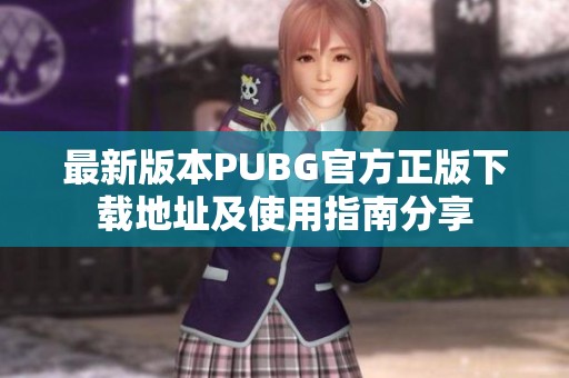 最新版本PUBG官方正版下载地址及使用指南分享