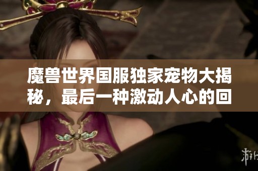魔兽世界国服独家宠物大揭秘，最后一种激动人心的回归定制