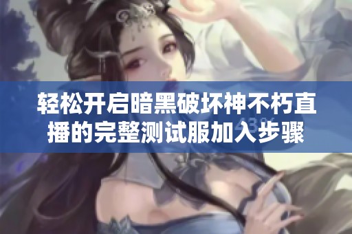 轻松开启暗黑破坏神不朽直播的完整测试服加入步骤