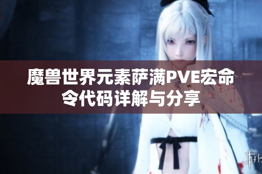 魔兽世界元素萨满PVE宏命令代码详解与分享