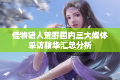 怪物猎人荒野国内三大媒体采访精华汇总分析