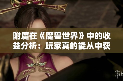 附魔在《魔兽世界》中的收益分析：玩家真的能从中获利吗