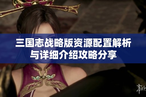 三国志战略版资源配置解析与详细介绍攻略分享