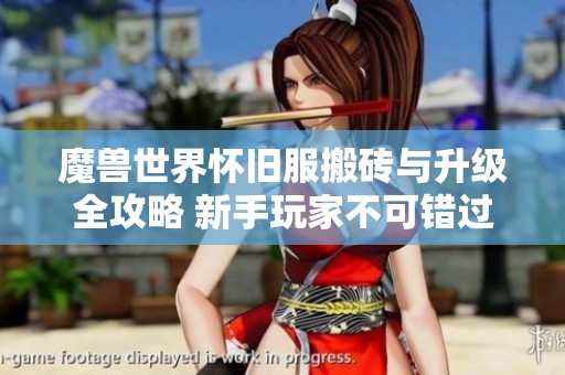 魔兽世界怀旧服搬砖与升级全攻略 新手玩家不可错过的秘籍