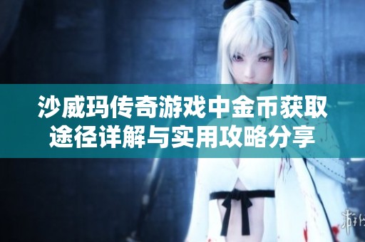 沙威玛传奇游戏中金币获取途径详解与实用攻略分享