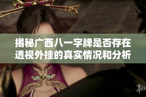 揭秘广西八一字牌是否存在透视外挂的真实情况和分析