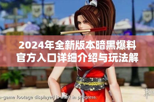 2024年全新版本暗黑爆料官方入口详细介绍与玩法解析