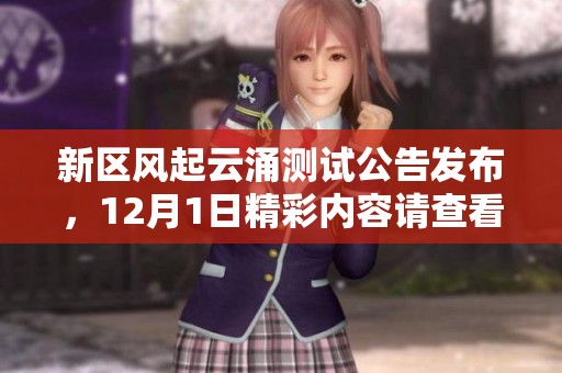 新区风起云涌测试公告发布，12月1日精彩内容请查看