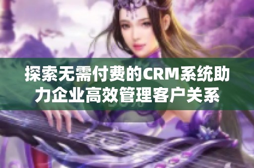 探索无需付费的CRM系统助力企业高效管理客户关系