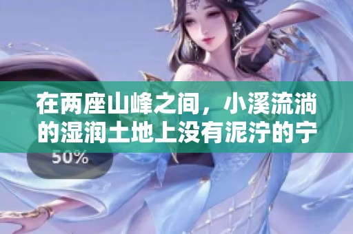在两座山峰之间，小溪流淌的湿润土地上没有泥泞的宁静世界
