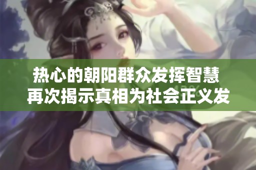 热心的朝阳群众发挥智慧 再次揭示真相为社会正义发声