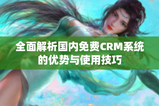 全面解析国内免费CRM系统的优势与使用技巧