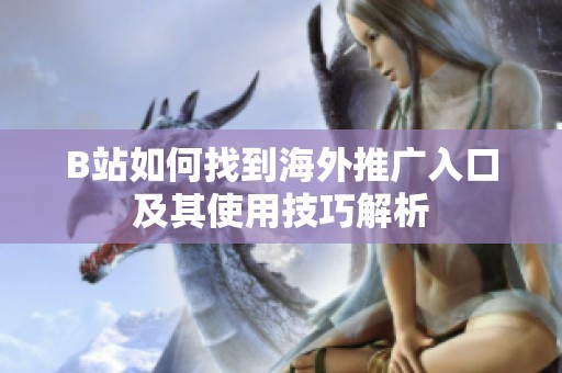 B站如何找到海外推广入口及其使用技巧解析